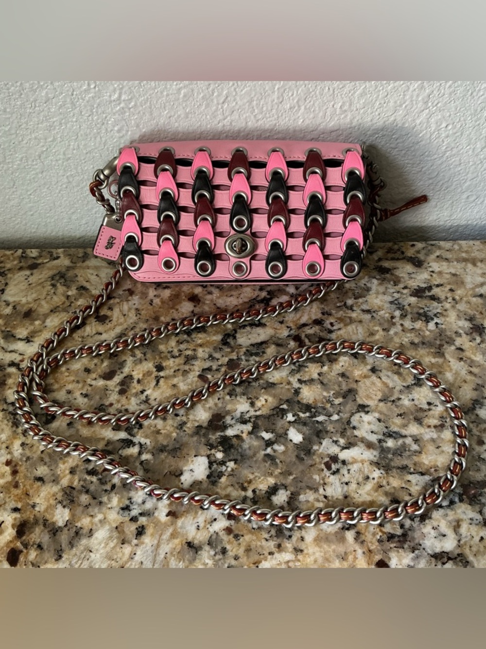 Coach 1941 Dinkier Mini Purse Link Petal Pink Colorblock